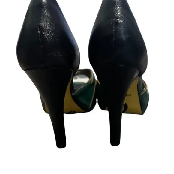 Poetic Licence London Green & Black Leather Peep Toe Heels (EUR 36.5 / US 6) - Picture 8 of 8